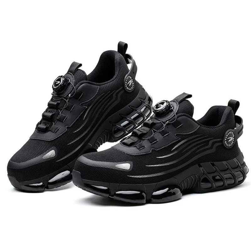 Unzerstörbare sicherheitsschuhe mit drehknopf, Stahlkappen sicherheitsschuhe mit luftblasen