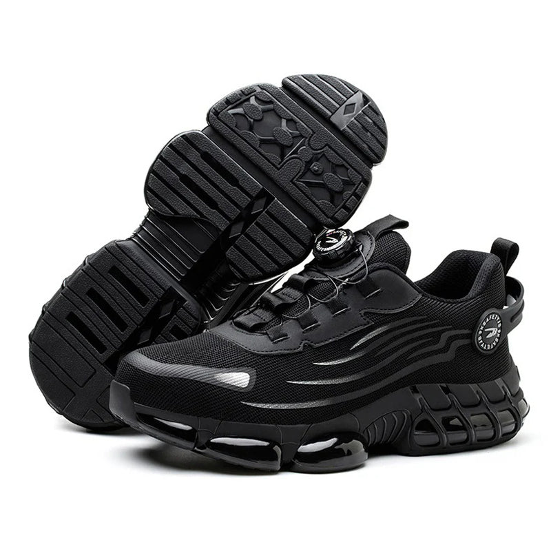 Unzerstörbare sicherheitsschuhe mit drehknopf, Stahlkappen sicherheitsschuhe mit luftblasen