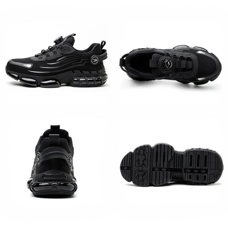 Unzerstörbare sicherheitsschuhe mit drehknopf, Stahlkappen sicherheitsschuhe mit luftblasen