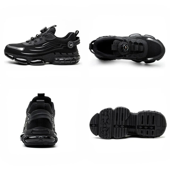 Unzerstörbare sicherheitsschuhe mit drehknopf, Stahlkappen sicherheitsschuhe mit luftblasen