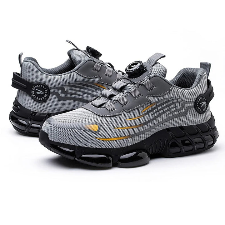 Unzerstörbare sicherheitsschuhe mit drehknopf, Stahlkappen sicherheitsschuhe mit luftblasen