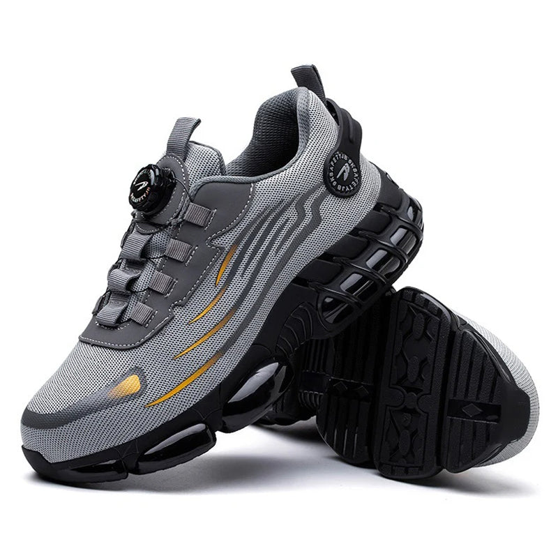 Unzerstörbare sicherheitsschuhe mit drehknopf, Stahlkappen sicherheitsschuhe mit luftblasen