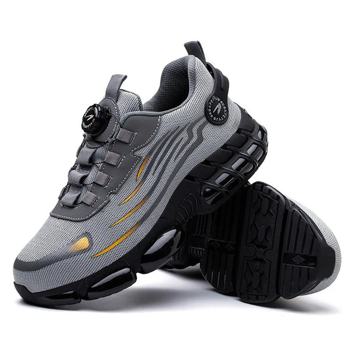 Unzerstörbare sicherheitsschuhe mit drehknopf, Stahlkappen sicherheitsschuhe mit luftblasen