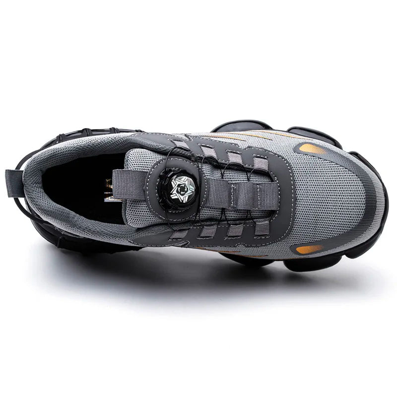 Unzerstörbare sicherheitsschuhe mit drehknopf, Stahlkappen sicherheitsschuhe mit luftblasen